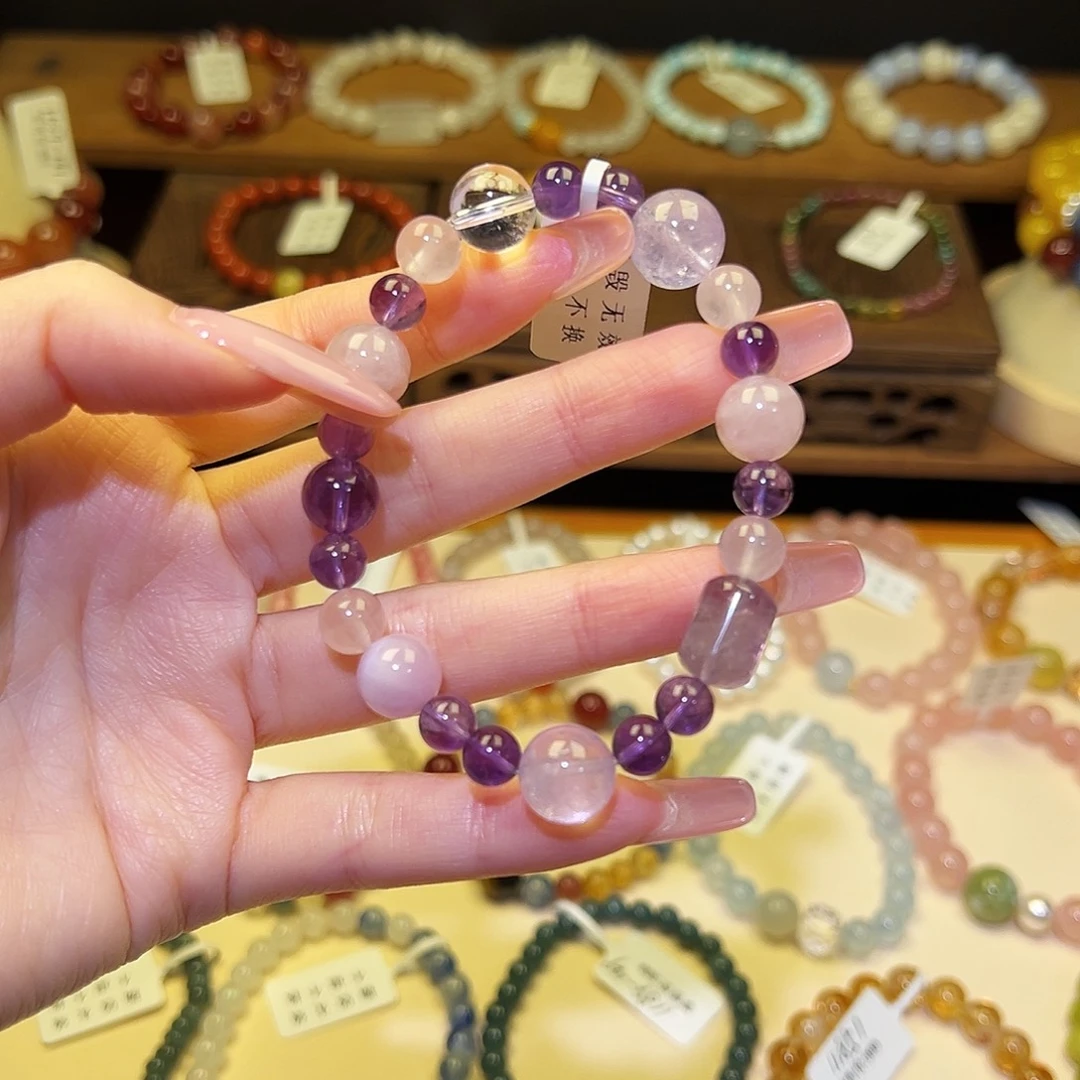 手串银S925镀金镶嵌水晶紫1801