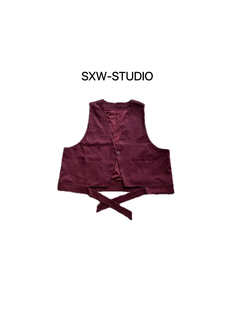 【善喜微】秋冬款单粒扣马甲设计师口袋阔版休闲清冷百搭老钱风女装