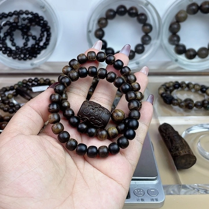 沉香手串吴*少越南芽庄白奇玉化留疤嘤子