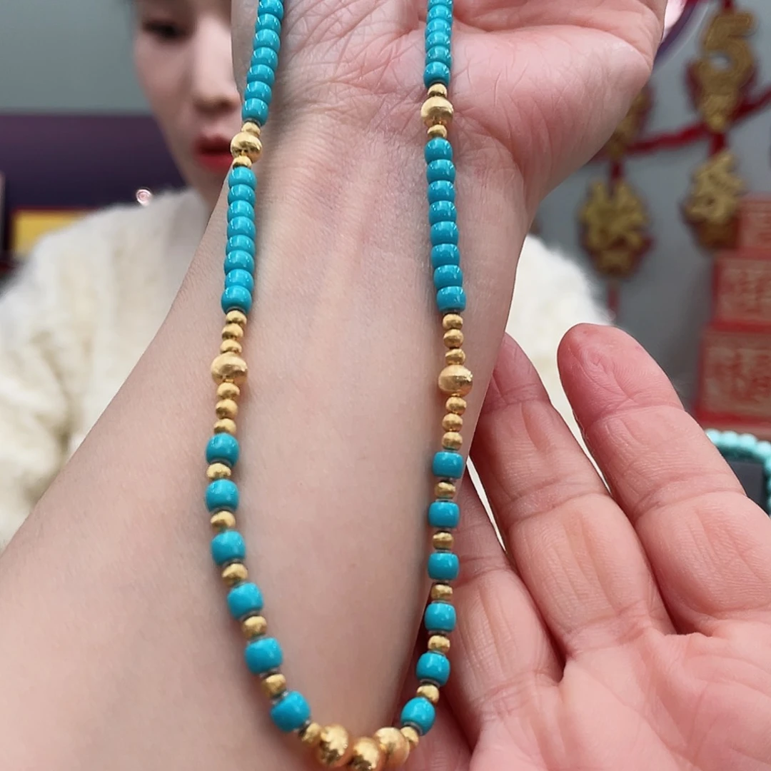 绿松石颈饰18K金镶嵌