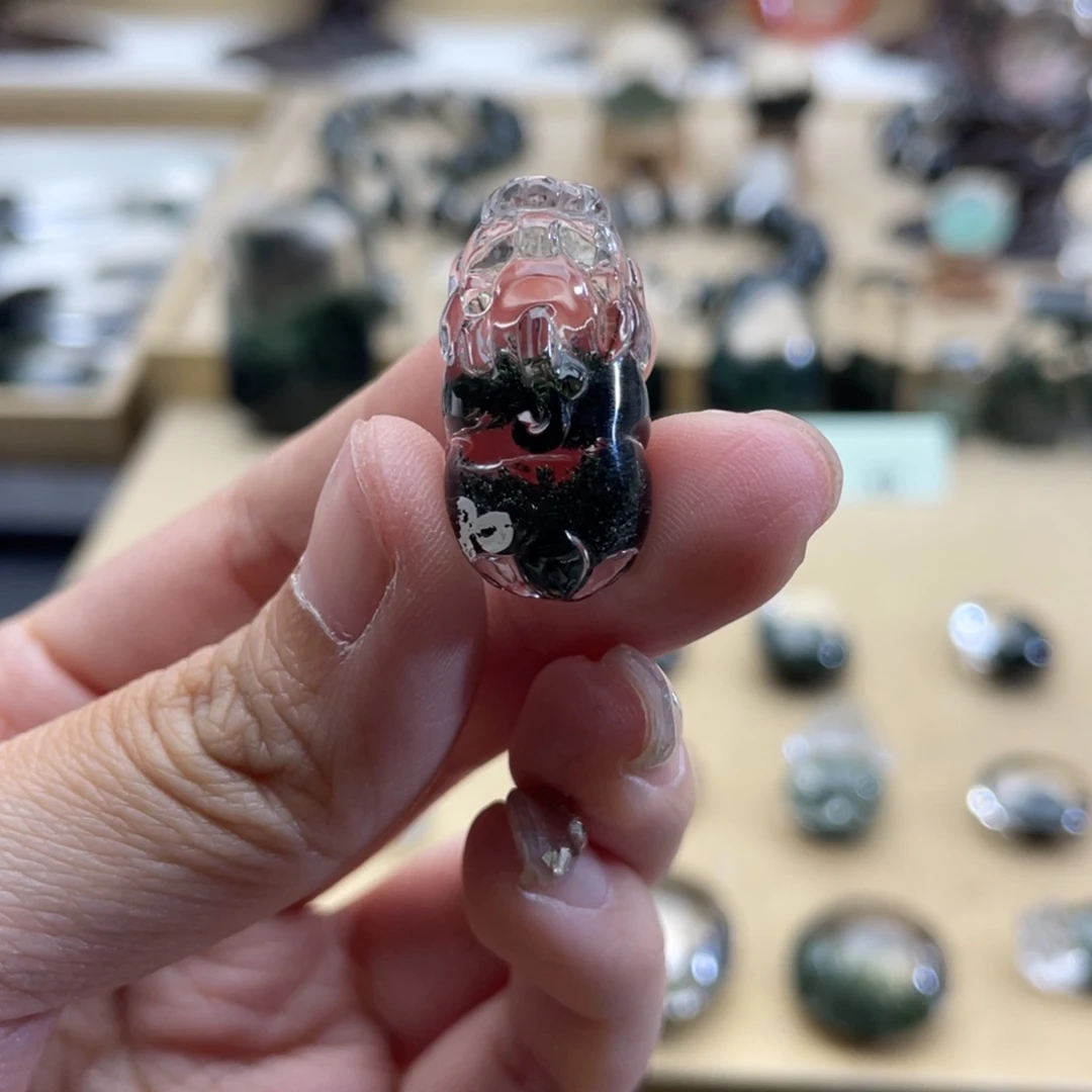 未镶嵌颈饰水晶郎*绿幽灵吊坠打孔定制不退换