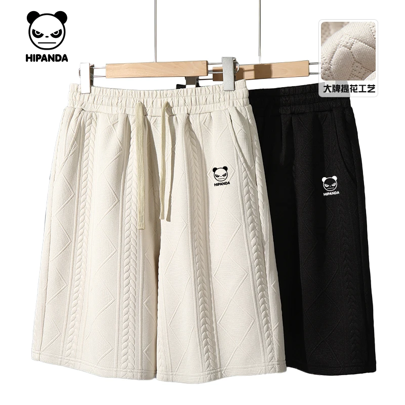 HiPanda美式空气层提花短裤男女夏季高级感男装五分裤男款直筒裤