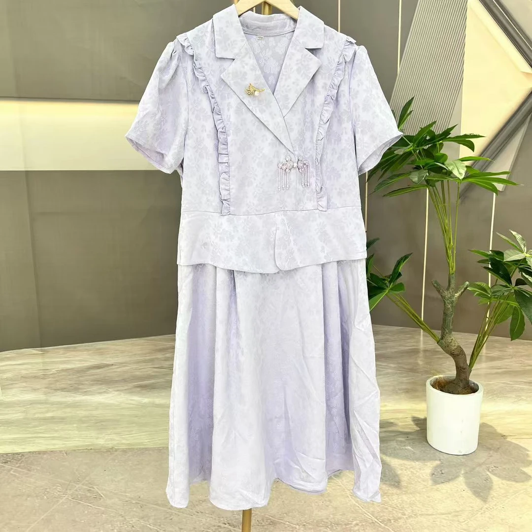 BC19-C夏季休闲气质轻奢高级感女款连衣裙复古中长款