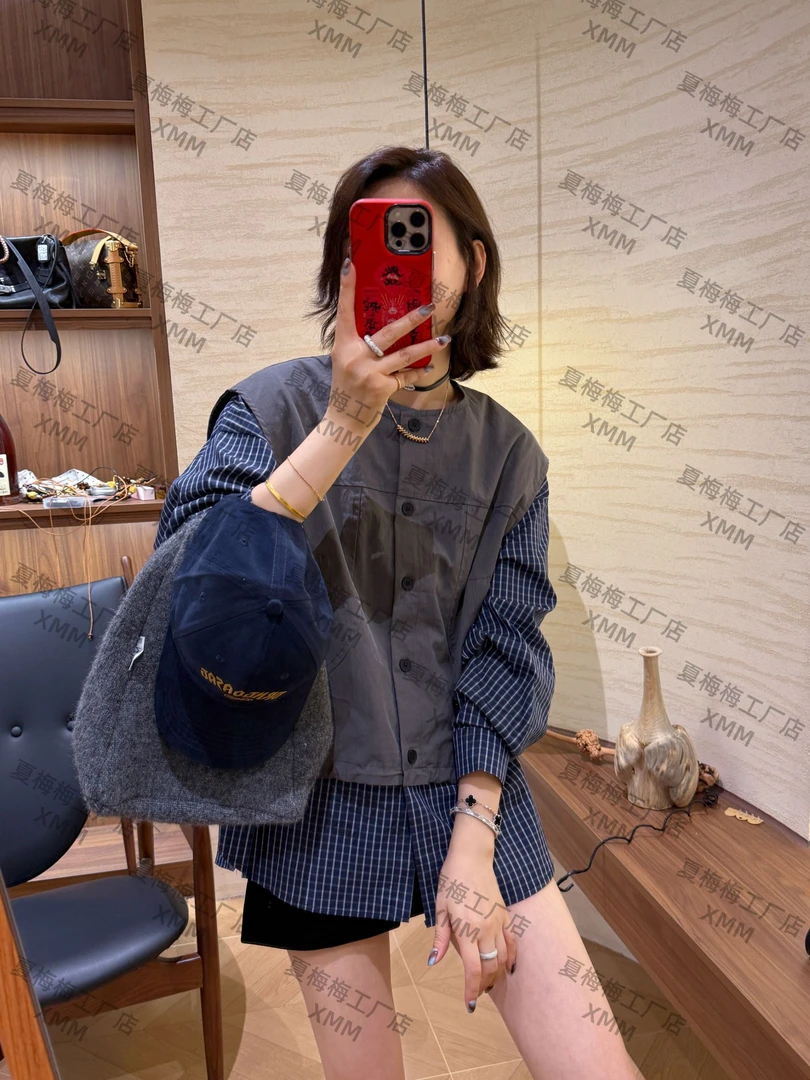 XMM.【两件套衬衫马甲】秋季时尚百搭潮流显瘦洋气宽松休闲-HB25812