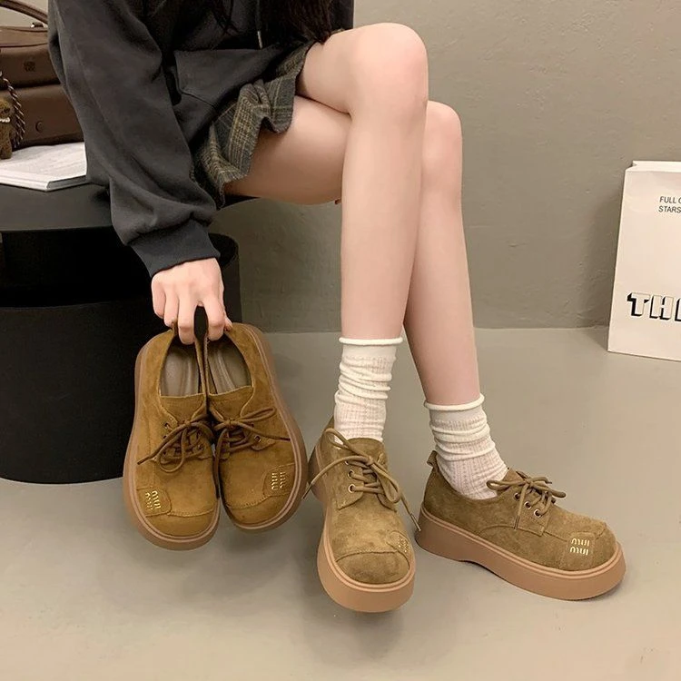 爆款厚底乐福鞋女25新款春季百搭增高勃肯单鞋轻便软底低帮鞋012