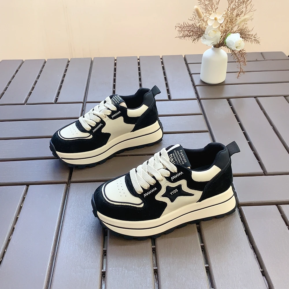 熊猫老爹鞋2025秋季新款厚底防滑透气轻便运动高级感休闲单鞋女款