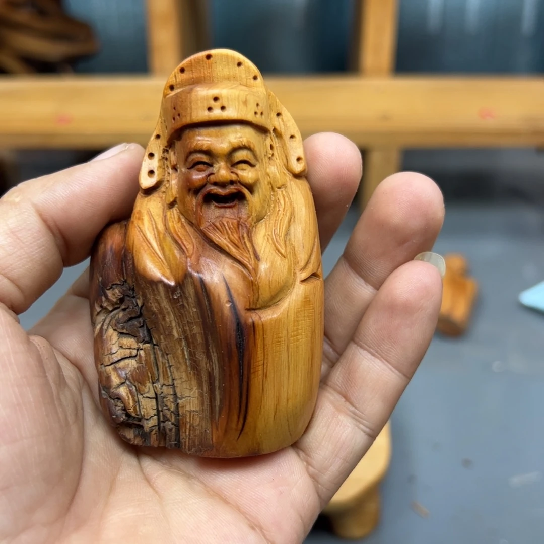 勇***心木崖柏木摆件手把件