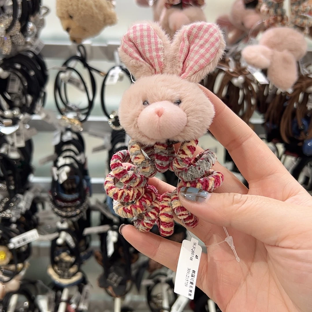 布艺非金属小兔红色发圈