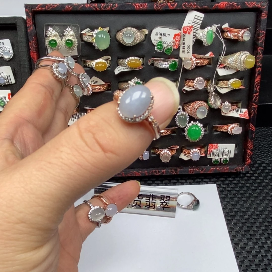 翡翠银S925镶嵌戒指