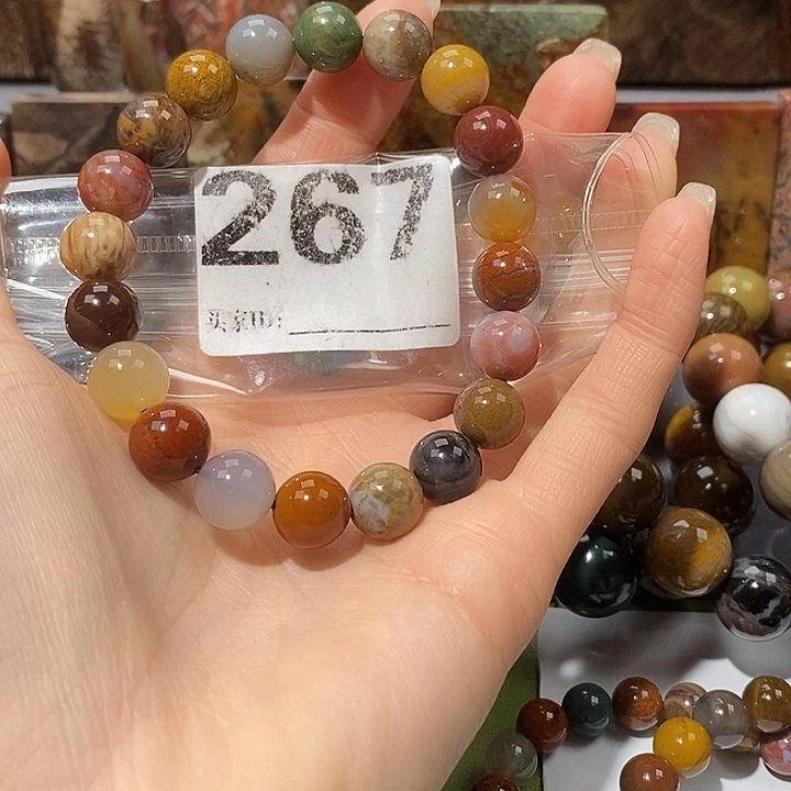 硅化玉未镶嵌天然北票树化玉手串10.4