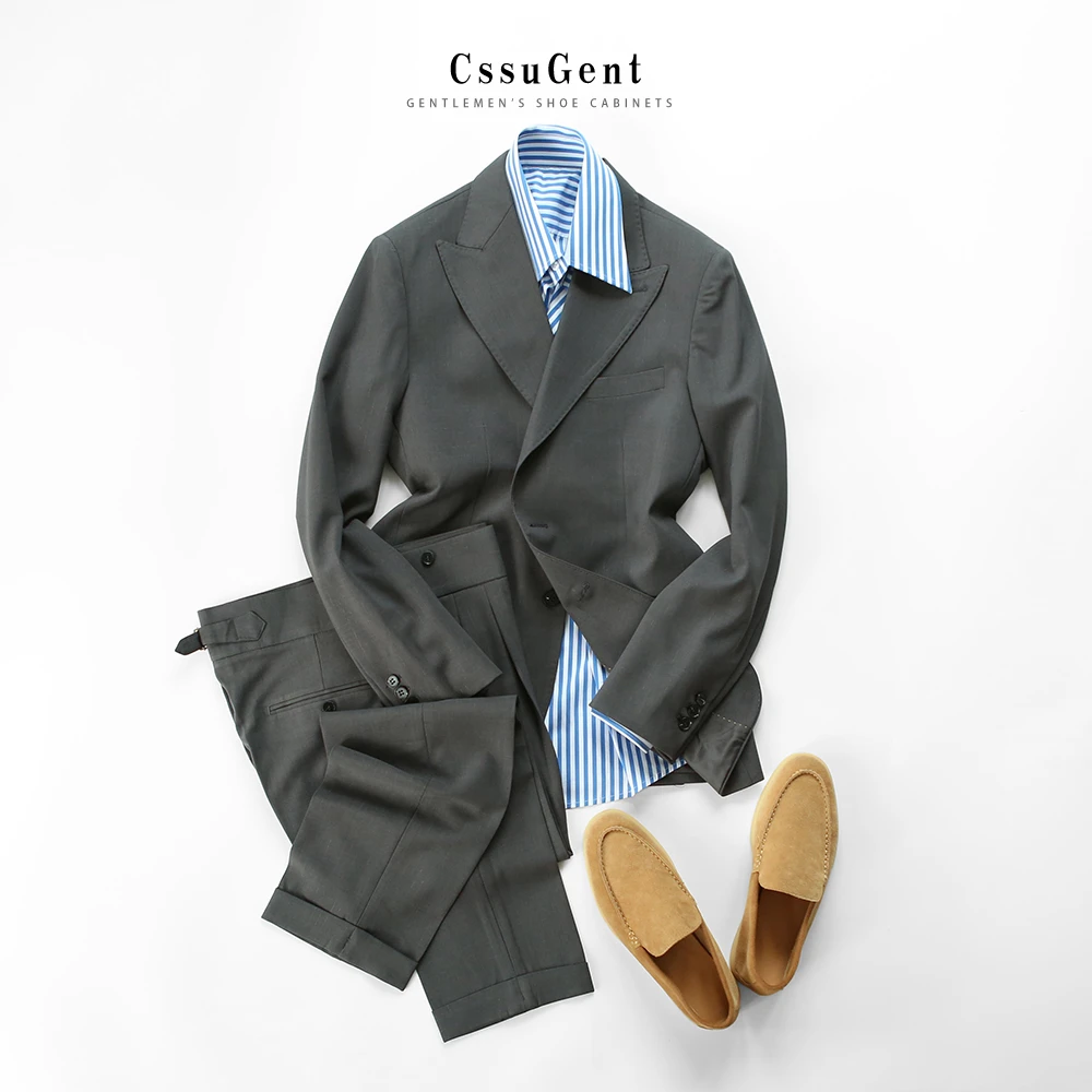 绅士优雅 那不勒斯戗驳领单排扣西服套装男士商务绅装通勤西装