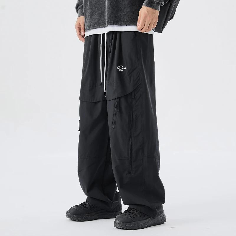 大码直筒工装裤男春秋新款潮流胖子加肥加大时尚百搭男裤时尚长裤