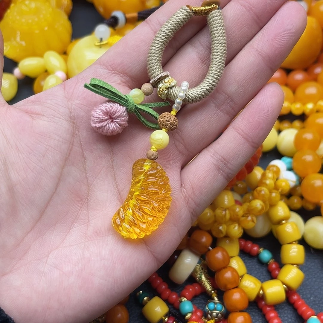 蜜蜡未镶嵌手链橘子挂件