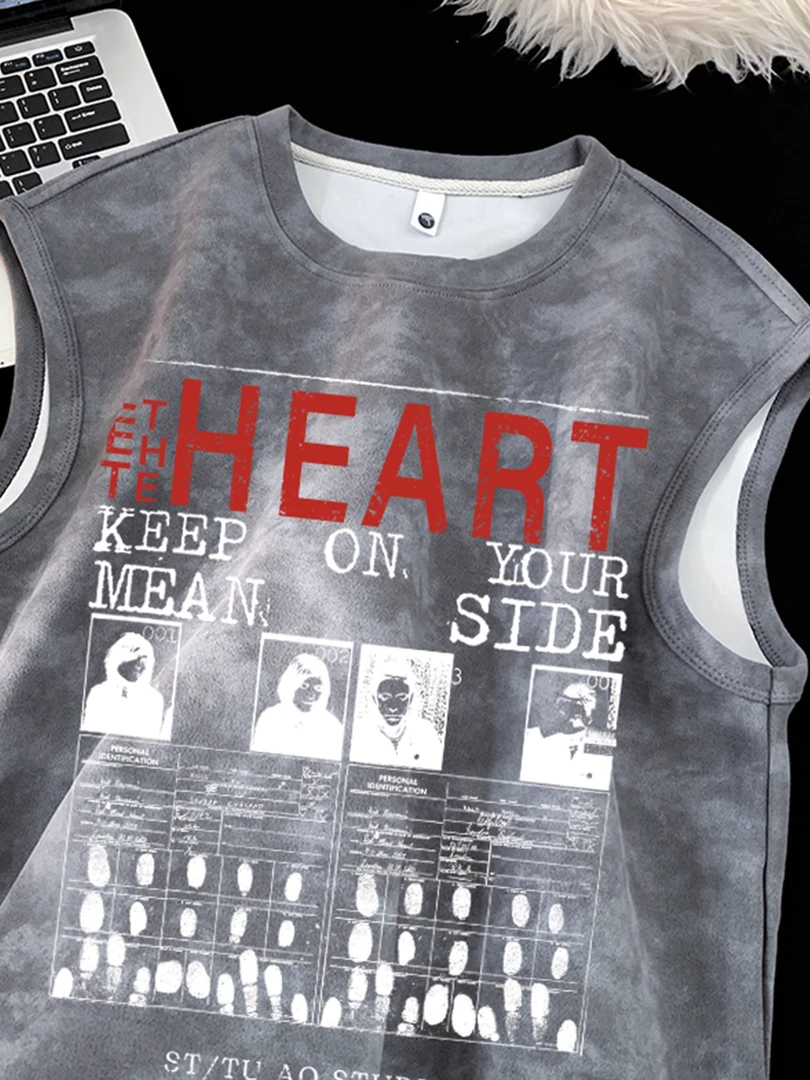 2-300斤大码美式高街嘻哈痞帅扎染背心男女夏季百搭重磅无袖上衣