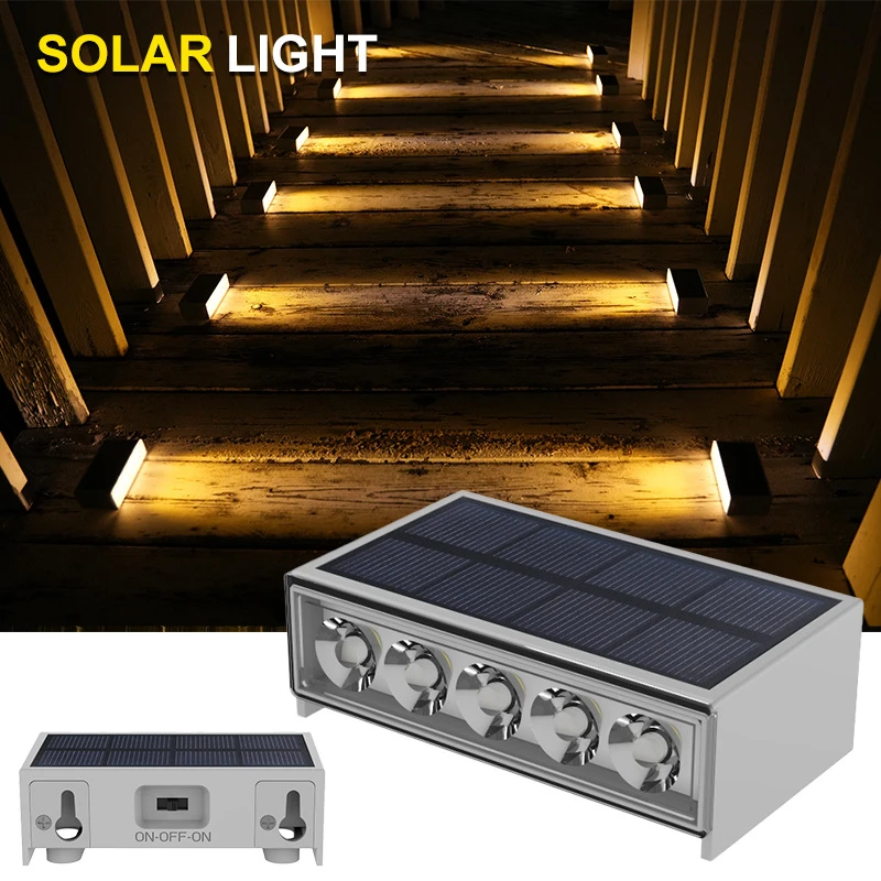 太阳能台阶灯户外IP65防水走廊楼梯步道灯室外庭院花园氛围栅栏灯