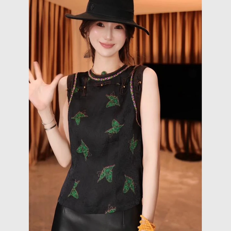 新中式国风女装知性风上衣2025夏季新款老钱风松弛感改良唐装背心