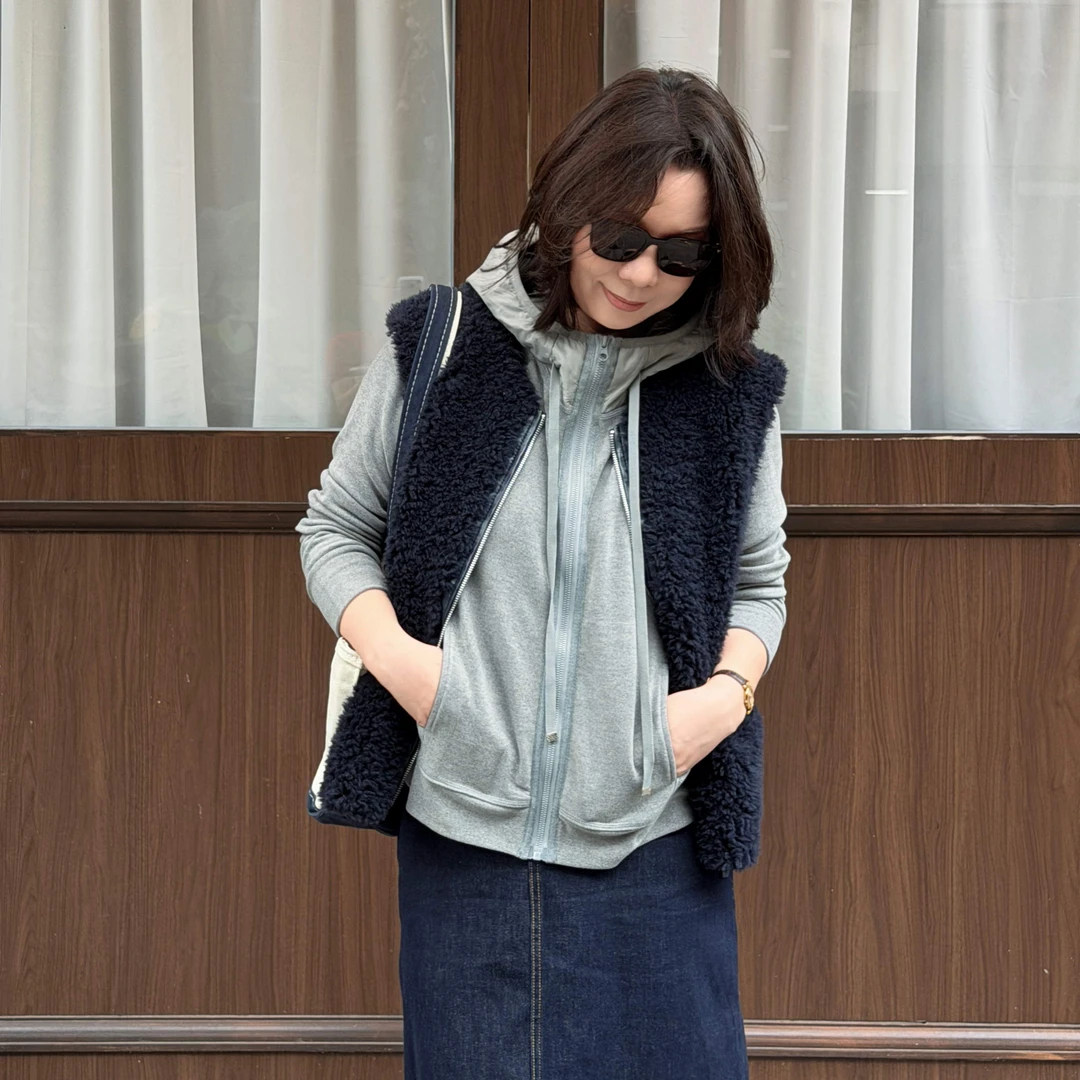 Ms.Qnn“圈圈马甲”进口嵿奢绵羊毛减龄拉链保暖马甲 52C1019 Q姐
