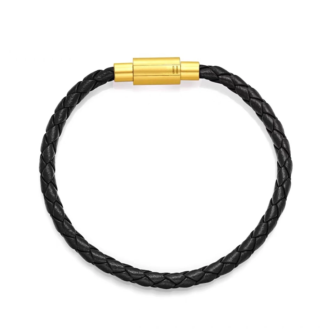 周大福ENZO黑色手绳（皮绳）7.5寸