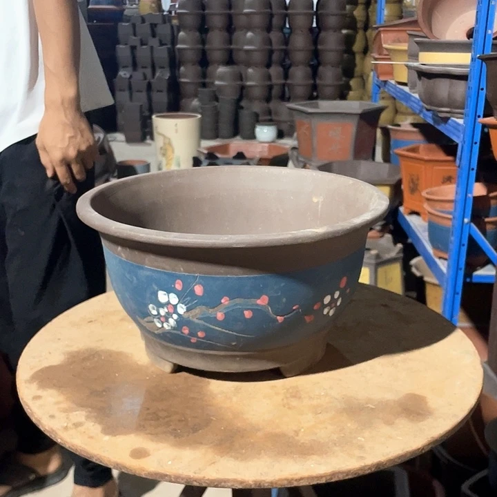 蓝色富贵点彩大花盆花盆