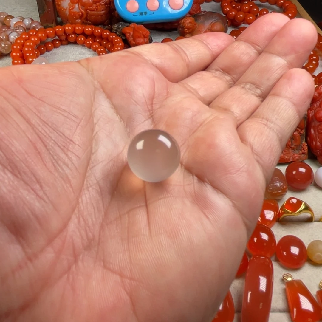 玛瑙/玉髓保山杨柳天然原矿高冰荔枝冻单珠未镶嵌英***长