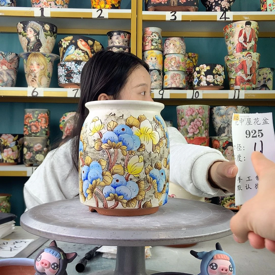 陶景德镇手工花盆925