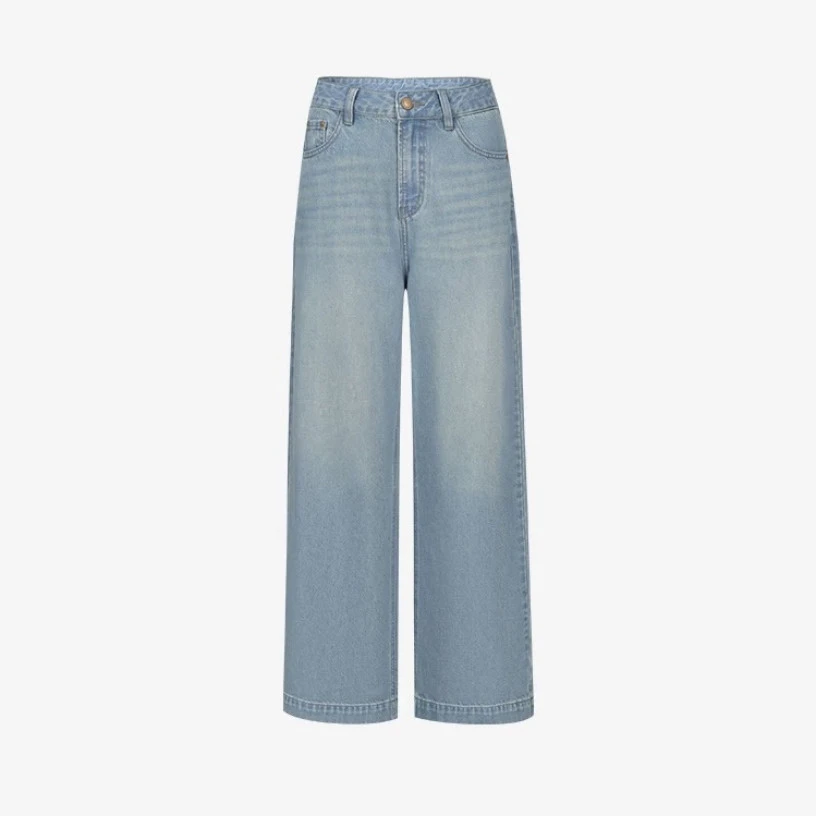 8560#剪标@G*RUES商城同款高腰阔腿裤牛仔裤女宽松拖地长裤洋气