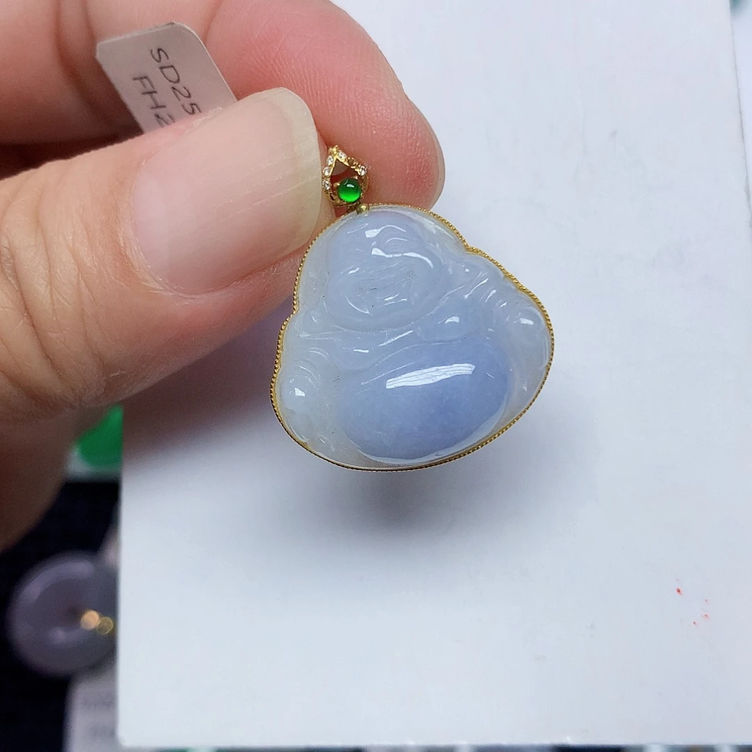 翡翠18K金镶嵌颈饰256789