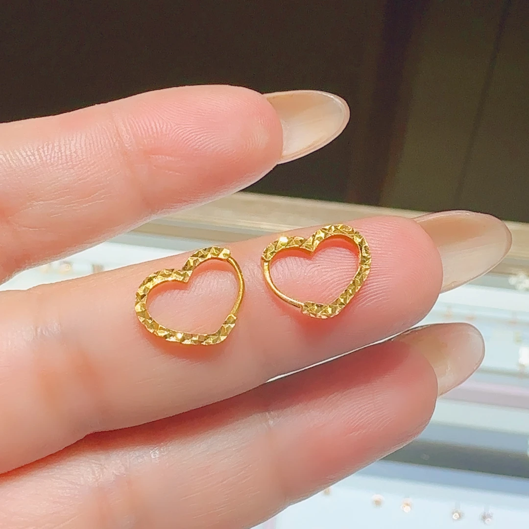 18K金爱心耳扣配件 钉秒