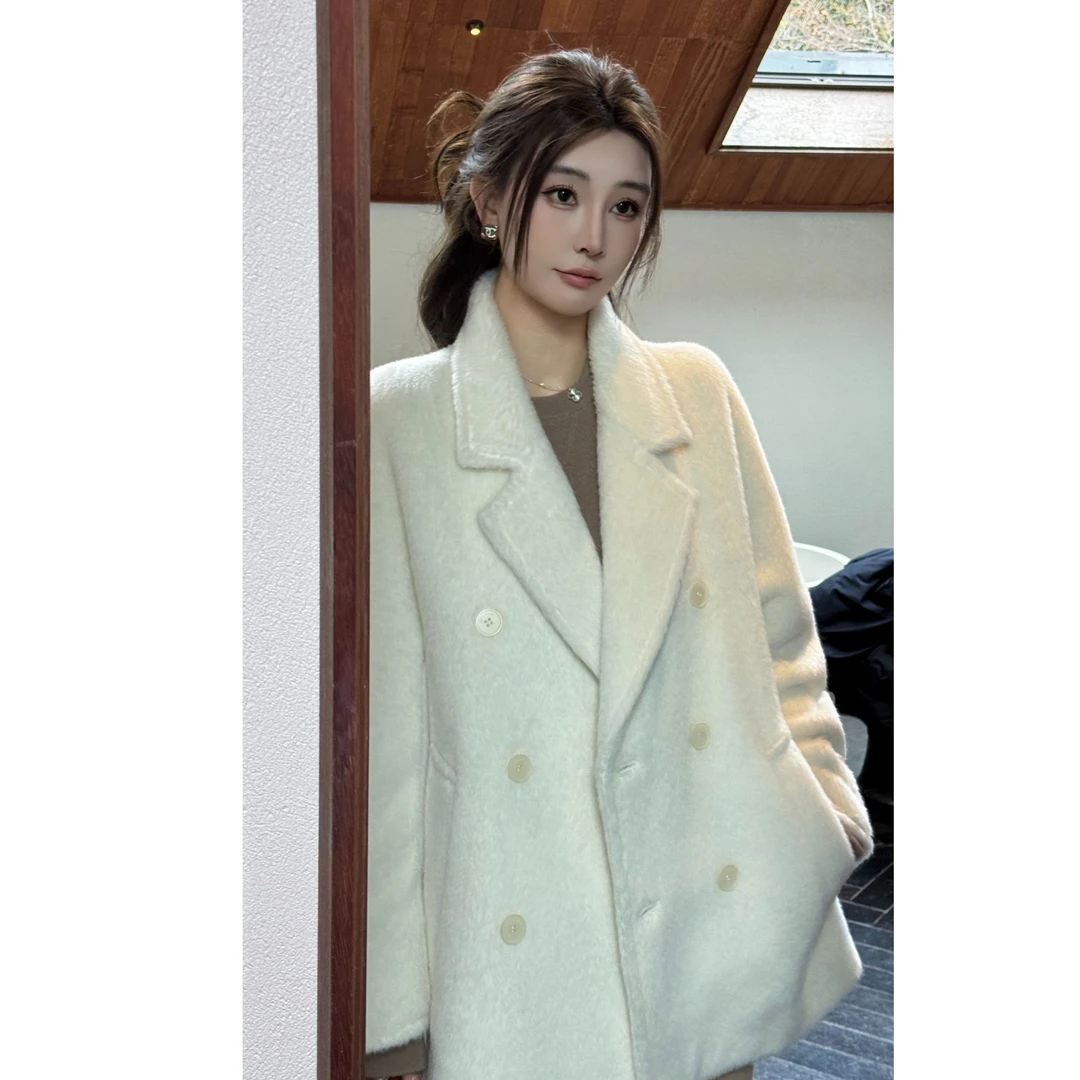 NINGLYNN STUDIO 【垂檐】苏丽羊驼大衣短款毛呢大衣外套 361200
