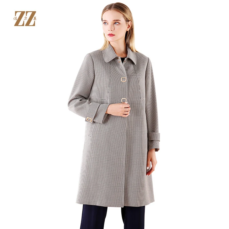 佐尔美春秋季新款气质复古英伦风时尚秋冬外套长风衣E01FC15