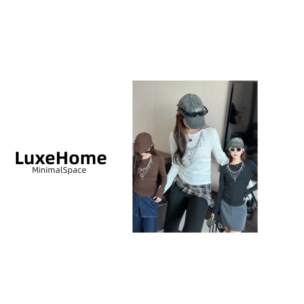 项链印花长袖T恤 S5008