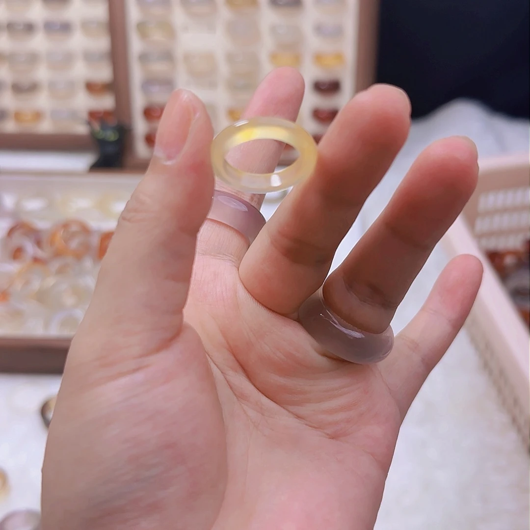 玛瑙/玉髓戒圈未镶嵌222浅香槟卡16.2