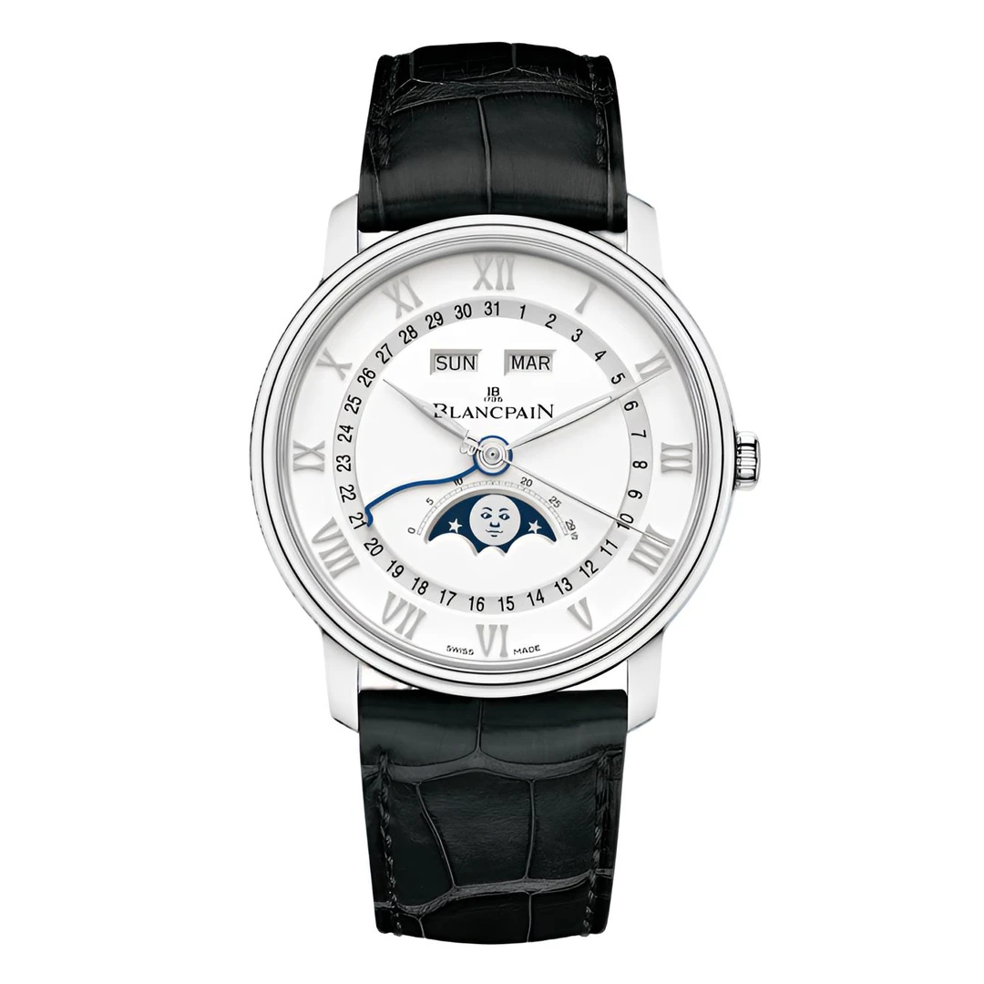 99新 Blancpain 宝珀/6654a-1127-55B/40mm/月相计时白盘机械男表