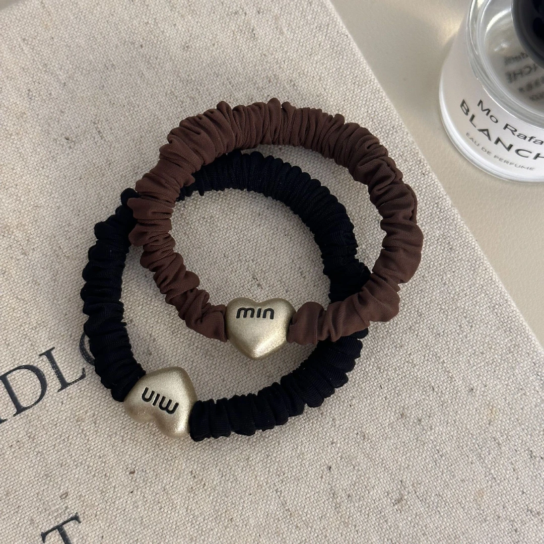 高级感爱心小肠发圈女扎丸子头发绳冰丝橡皮筋高弹力耐用气质头绳