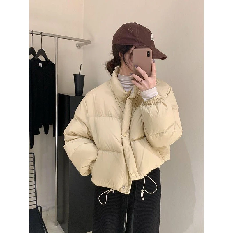 韩国东大门原版面包服女立领小个子短款90白鸭绒羽绒服秋冬新款