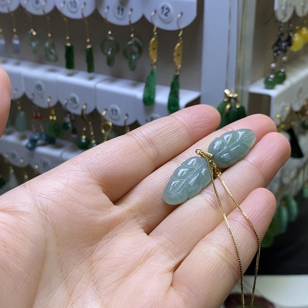 翡翠银S925镶嵌耳饰