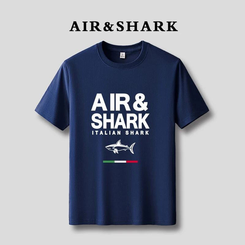 AIR SHARK鲨鱼100%纯棉短袖T恤夏季新款宽松圆领休闲百搭潮牌半袖