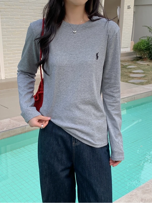 T恤常规款慵懒风纱网韩版圆领长袖百搭宽松春秋