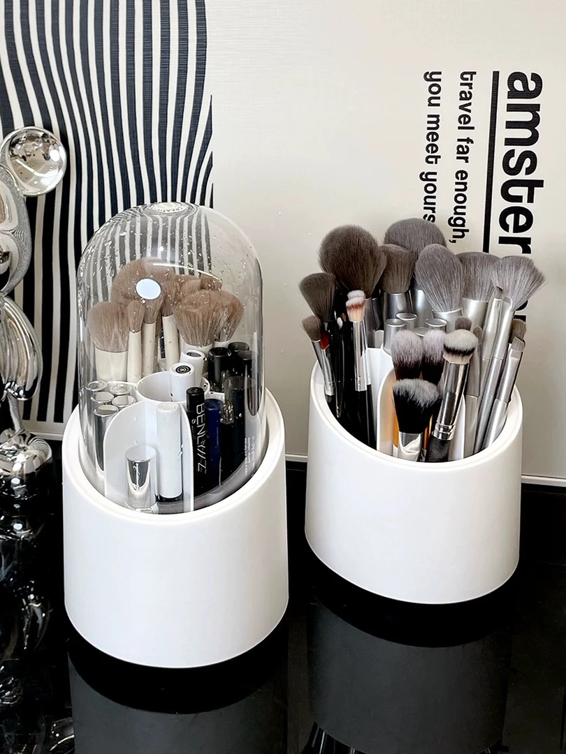 带盖可旋转笔筒化妆刷筒1个