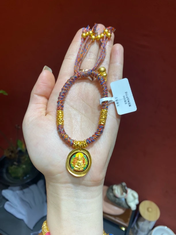 足银珐琅手链 【与琳】足银999.9黄财神葫芦手链