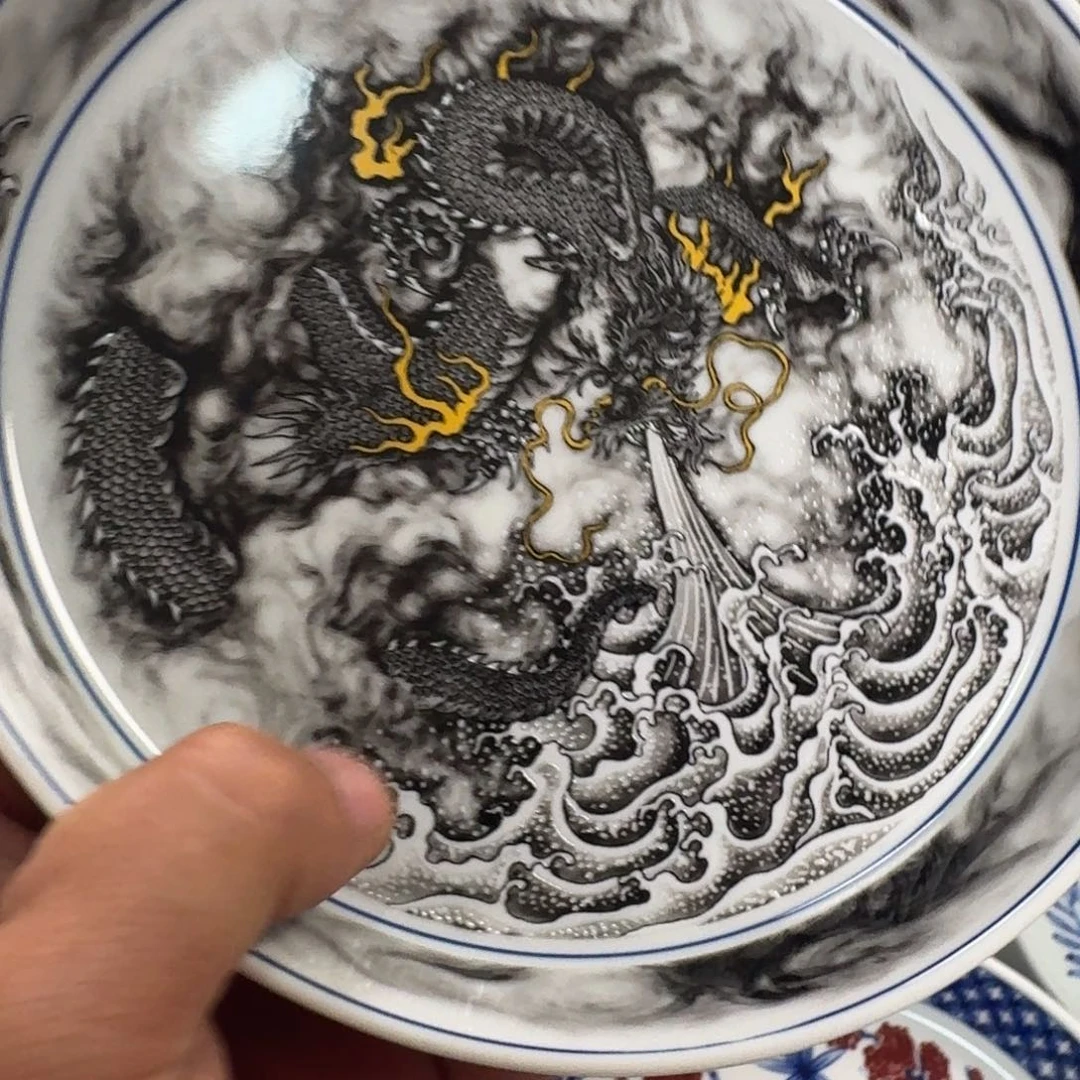 摆件黑墨龙吸水大壶承