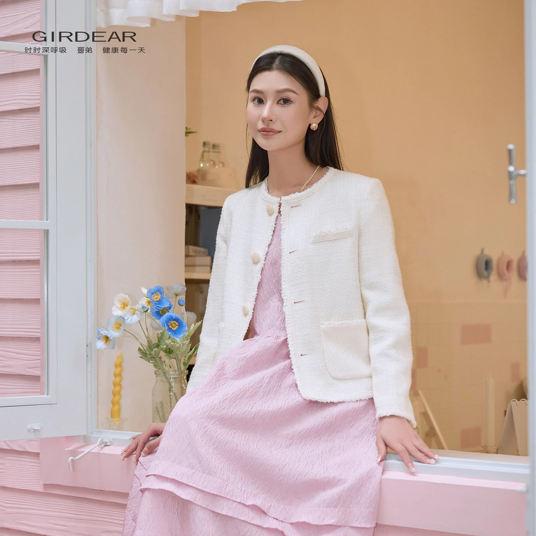 GIRDEAR/哥弟气质百搭粗花呢精致显优雅小香风外套140042-4218971