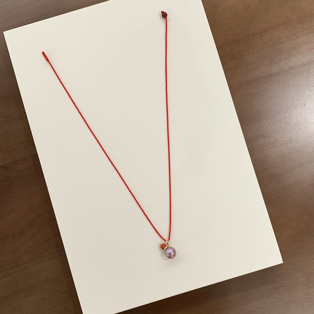 【大红大紫】淡水爱迪生12-13mm紫珠+南 红设计款葫芦吊坠