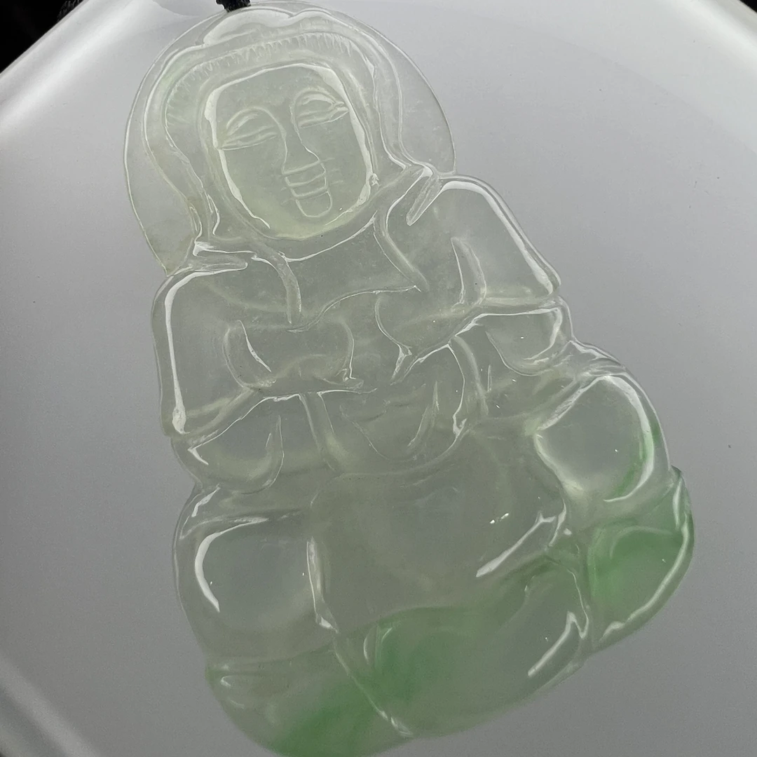非金属大理石吊坠 翠高冰飘花观音尺寸约50的精美饰品