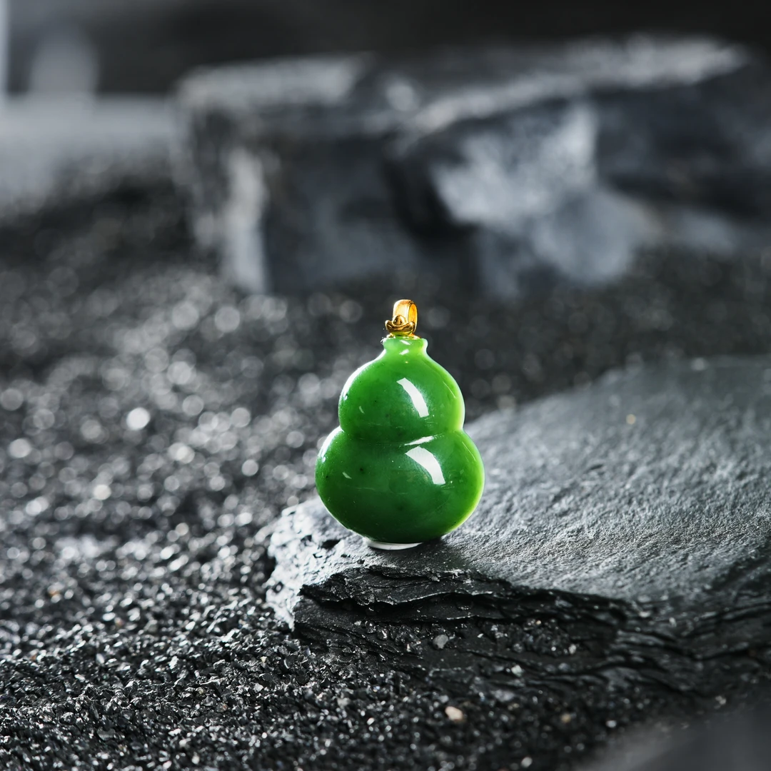『博姐』·长福丨和田玉碧玉18K金典藏级葫芦吊坠约31x26x12mm*D7660