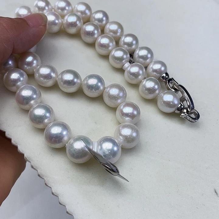 淡水珍珠银S925镶嵌项圈卡12➕高品极光白炫彩收藏毕业级