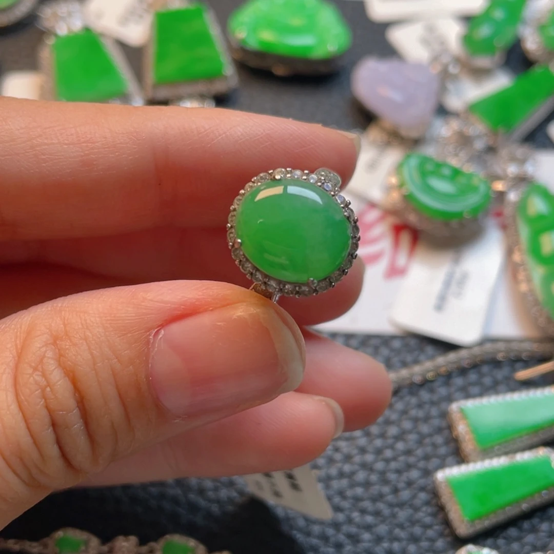 翡翠银S925镶嵌吊坠(不含链)戒指