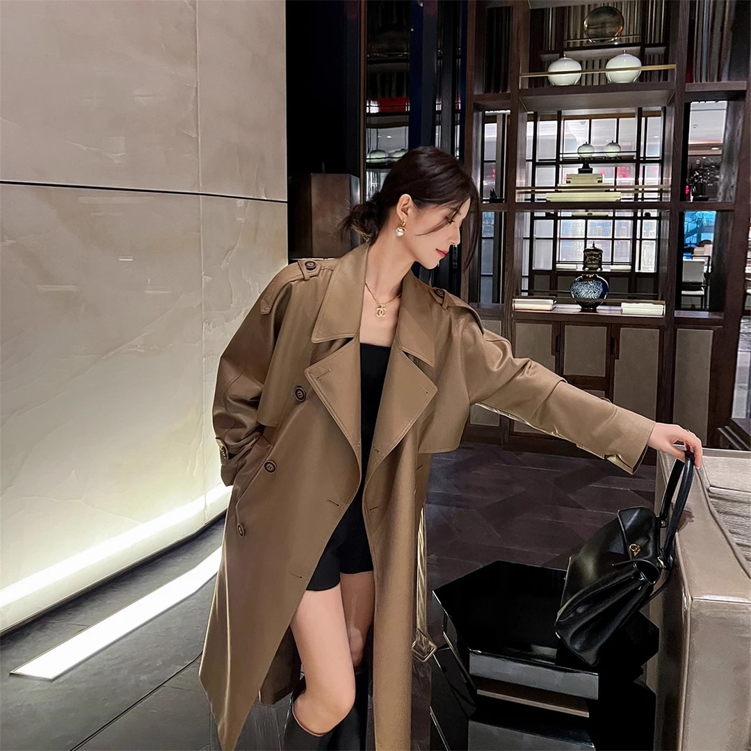 风衣外套女中长款2025春秋季韩系新款英伦风高级感宽松卡其色大衣