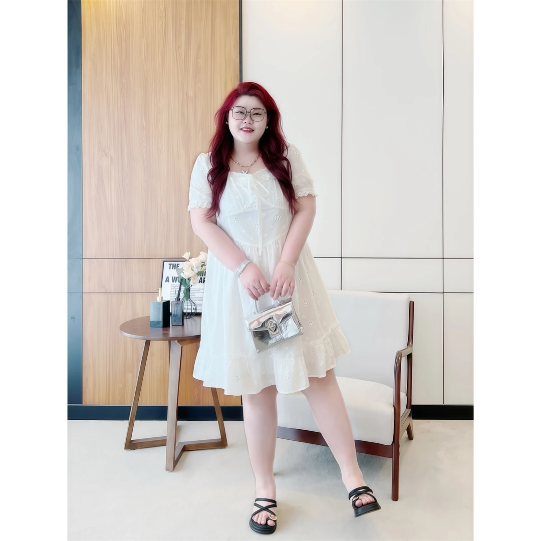 玻璃糖纸 / 浪漫少女感显瘦海边度假连衣裙14924花契大码胖mm200