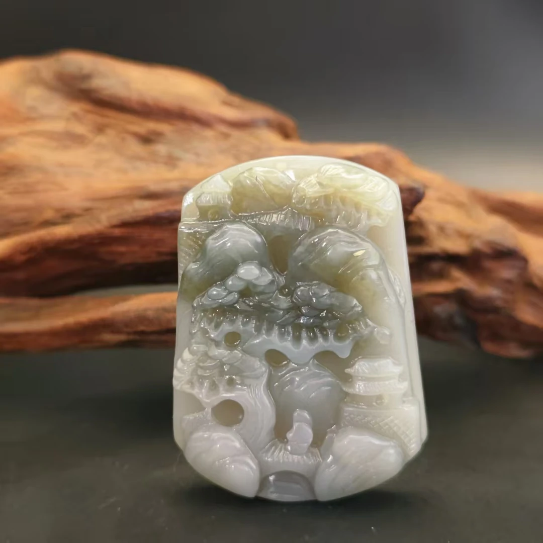 Q和田玉山水吊坠1590